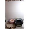 PetMate Pet Crate, Pet Carrying Bag, Blanket, (19) Plastic Bathtubs with liners, and Cloth Shelf Org