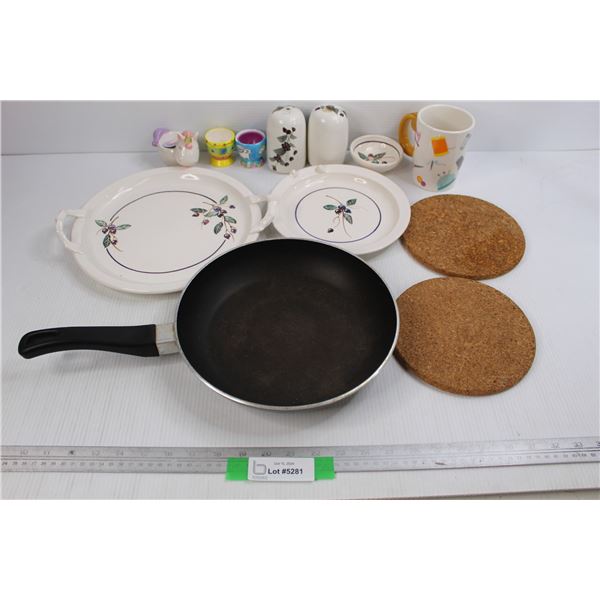 Prairie pottery Saskatoon Dishes, Lagonista International Frying Pan, Cork Pot Holders, Misc.