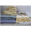 Image 1 : Assorted Linens and Crocheted Table Cloth