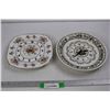 Royal Albert Petty Point and The Botanic Garden Plate, Turned Into Battery Operated Clocks- As Is