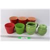 (5) Flower Pots, and Cream and Sugar Set