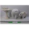 (2) Glass Elephant Decorations, Small Glass Bird Bath Decoration