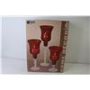 Image 3 : Set of 3 Glass Candle Holders w/Candles