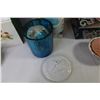 Image 6 : Avon - Glass Jar of Bath Salts w/Ceramic Unicorn Lid - Ceramic Soap Dish W/Soap - Small Brush - Cup 
