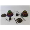 Image 5 : Avon - Powder Dish - (2) Cup & Saucer Candles - Stained Glass Style Tea Light Candle Holder