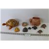 Image 1 : Ceramic Turtle - Snail Plant Pot - Carved Frogs - Small Ceramic Turtles