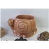Image 3 : Ceramic Turtle - Snail Plant Pot - Carved Frogs - Small Ceramic Turtles
