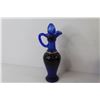 Image 4 : (2) Wooden Trays w/Handles - Ceramic Frog - Blue Glass Pitcher/Decanter