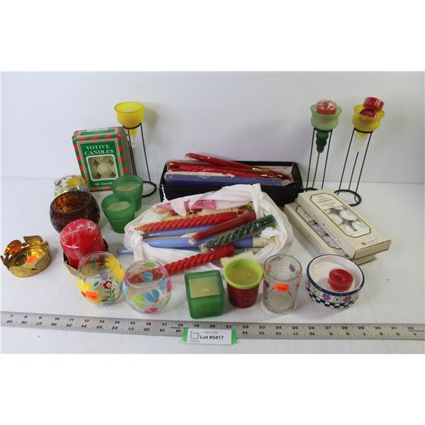 Assorted Candle Holders & Candles