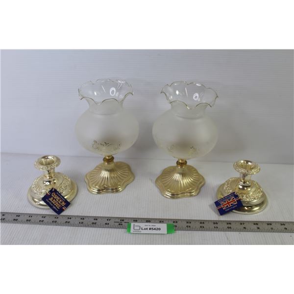 (4) Candle Holders (2) Are Queen Anne