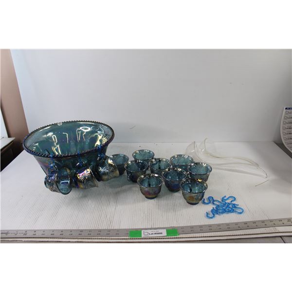 Indiana Glass Punch Bowl With (12) Cups and (2) Punch Spoons and Hooks