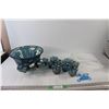 Image 1 : Indiana Glass Punch Bowl With (12) Cups and (2) Punch Spoons and Hooks