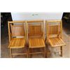 Image 1 : (3) Folding Wooden Chairs - all 19" Wide x 32" Tall