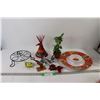 Image 1 : (5) Animal Decorations, Artificial Plant, Tray