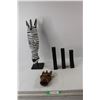 Image 1 : Zebra Mask, Horse Mask, (3) Abstract Animal Sculptures