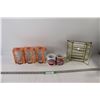 Image 1 : (2) Dubble Bubble Mugs, (3) Coca Cola Glasses, Reflective Glass Storage Shelf