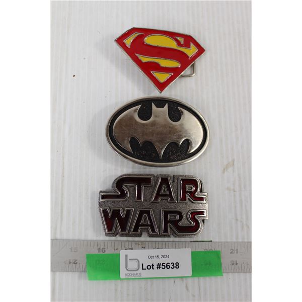 (3) Belt Buckles - Superman, Batman, Star Wars