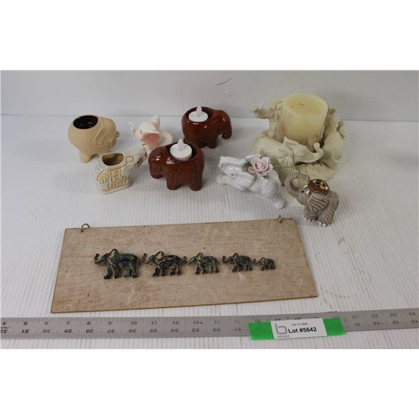 Assorted Elephant Figurines Decorations and Candle Holders