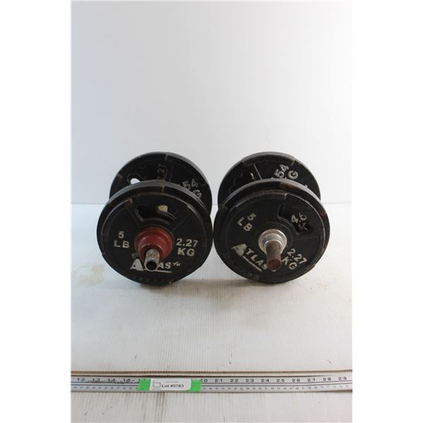 *Atlas Adjustable Dumbbells  - (4) 5lb Plates (4)10lb Plates