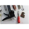 Image 10 : Caulking Gun, Hedge Cutters, Wrenches, Box Cutter and Assorted Hardware