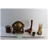Image 1 : Brass Cup, Small Pitcher, Hand Painted Vase and Globe Decor