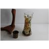Image 5 : Brass Cup, Small Pitcher, Hand Painted Vase and Globe Decor