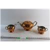 Image 1 : Copper Tea Pot and Cream & Sugar Set