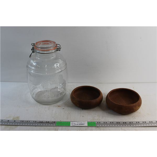 Cookie Jar and Wooden Salad Plates