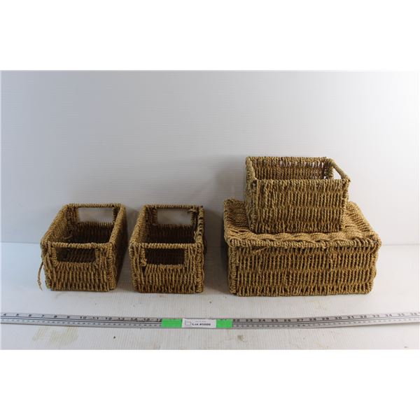 (4) Pleated Baskets and Assorted Pens