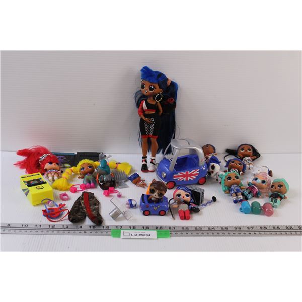LOL Doll Lot: Assorted Dolls & Accessories w/ British Car, Misc.