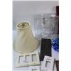 Image 3 : Lot: (4) Wine Glasses, Lamp Shade, CDS - Assorted, Battery Powered Lights, Car Rug, Misc.