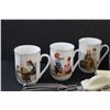 Image 2 : Lot: (3) Norman Rockwell Mugs, Vintage Wisk Beater, Vintage Grater & Dragon Mini Tea Set, (2) Floral