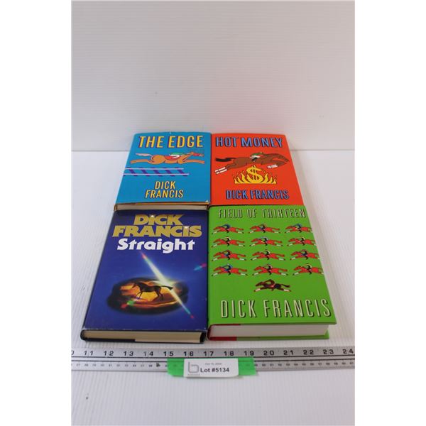 (4) Hard Cover Books: The Edge, Hot Money, Straight, Field of Thirteen