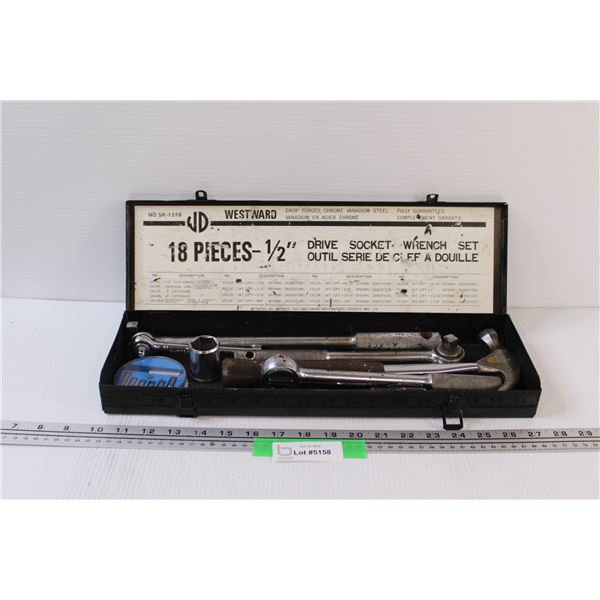 Westward Case w/ 1/2, 3/8, 1/4" Socket Wrenches, Hammer