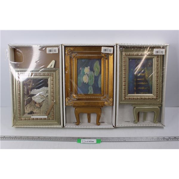 (3) Crystex Art Pieces w/ Easel- 5''x 7''- NIB
