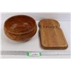 Bread Wooden Cutting Board, Round Hardwood Bowl