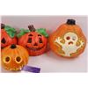 Image 2 : (3) Battery Operated Blinking Lite Jack-O-Lantern Needs Batteries, (2) Small Ceramic Jack- O- Lanter