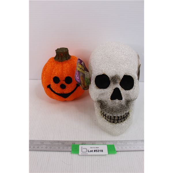 (2) Melted Plastic Halloween Battery Operated Lights- Needs Batteries to Work