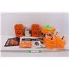Image 1 : 1999 McDonalds Halloween Trick Or Treating Pail, Pumpkin Carving Set, Halloween Candle Holders, Misc