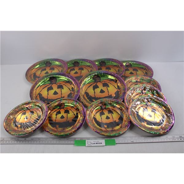(12) Packs of Halloween Themed Foil Plates- Big and Small