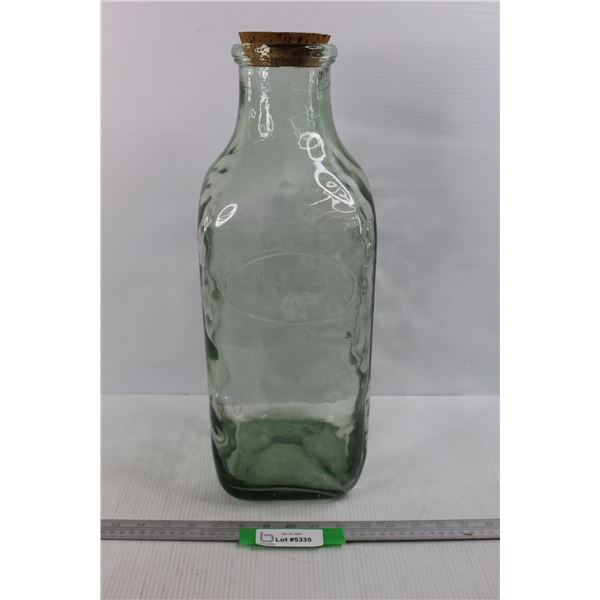 Large Green Tinted Glass Bottle- 19''x 6.5''