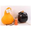 Image 3 : (2) Plastic Light Up Pumpkin Decorations- As Is , (1) small Pumpkin Candle
