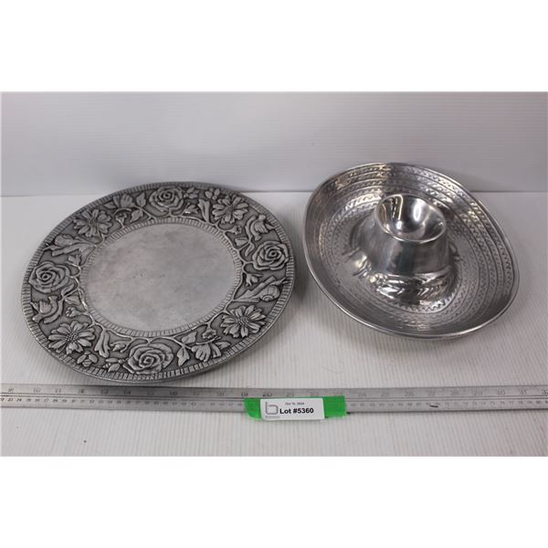 Aluminum Sombrero Food and Dip Platter, William Sonoma Wilton Armetale Aluminum plate