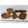 Image 1 : Wooden Bowls - Cheese Cutting Board - Cracker Holder - Dishes