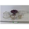Image 1 : Pedestal Glass & Ceramic Dishes - Creamer & Sugar Dishes - Covered Glass Plate