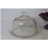 Image 4 : Pedestal Glass & Ceramic Dishes - Creamer & Sugar Dishes - Covered Glass Plate