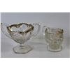 Image 5 : Pedestal Glass & Ceramic Dishes - Creamer & Sugar Dishes - Covered Glass Plate