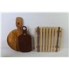 Image 2 : Wooden Cooling Rack - (2) Wooden Cutting Boards - Leaf Bowl - Ceramic Popcorn Bucket - Ceramic Bakin