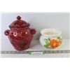 Image 1 : Ceramic Plant Pot (has chip) - Small Cookie Jar