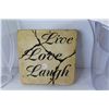 Image 5 : Water Filter Jugs - (6) Nudie Plates w/Sayings - Food Grater - Wooden Paddle - Ceramic Live-Love-Lau